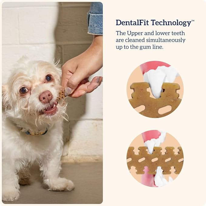 Groovies Flexible Dog Dental Chews with Patented DentalFit Technology to Help Support Tartar Control & Fresh Breath, Large Dog Chews for 25-50 lb Dogs, USA Manufactured Oral Care, 6 Chews