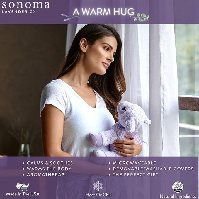 Sonoma Lavender Microwaveable Aromatherapy Pillow, Plush Bear, Lavender Scented with Removable Washable Cover, Lou The Lavender Bear