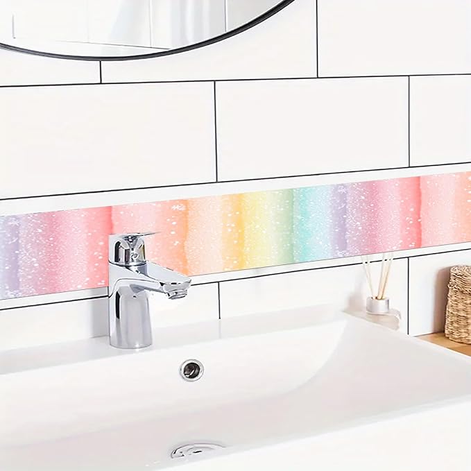 HOMETITUTE Wallpaper Border Peel and Stick Wall Border Rainbow Stripe