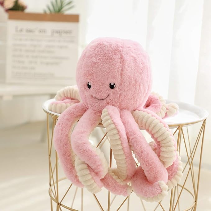Fluffy Octopus Stuffed Animal Hugging Pillow Plush Toys Doll Pink,23.6Inch | Sweet Smile Face | 8 Springy Tentacles | No Loose Parts | Machine-wash | Safe Polyester Fill | Sturdy Stitched | Ideal Gift
