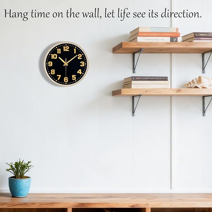 Modern Silent Wall Clock, 10inch Non-Ticking Analog Battery Operated Clock