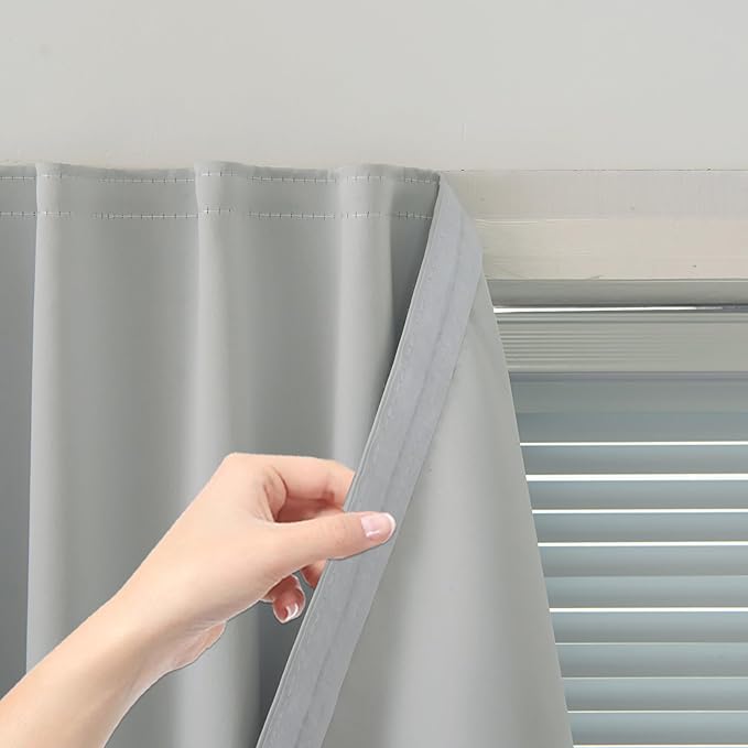 Self Adhesive Curtains Portable Blackout Curtain Simple and Easy to Install Bedroom Window Thermal Lnsulated Kitchen Room Darkening Black Small Drapes, 59" W X 96" L, White, 1 Panel