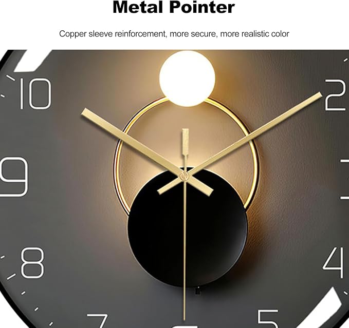 Ergocar Wall Clock, Art Deco Wall Clock, Non-Ticking Silent Modern Metal Wall
