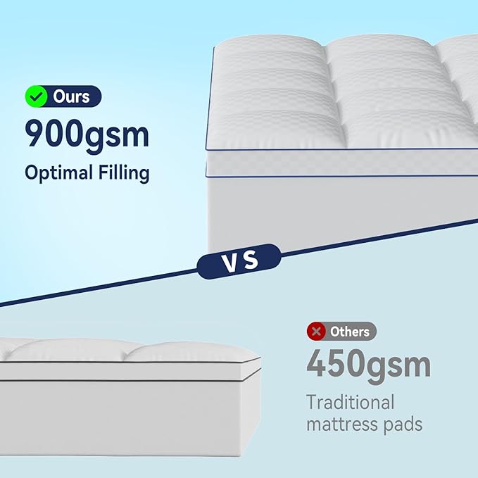 Twin Mattress Topper for Back Pain, Extra Thick Pillowtop, Cooling and Plush Mattress Pad Cover Bed Topper Protector with 8-21 Inch Deep Pocket