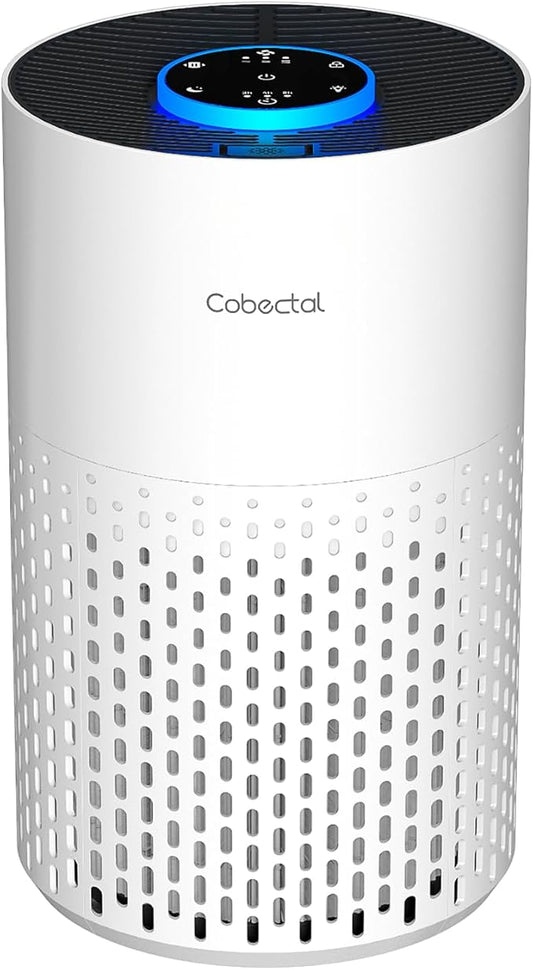 Air Purifiers for Bedroom Home, Cobectal Air Cleaner with H14 True HEPA 3-in-1 Filter for Room up to 1050 ft², Sleep Mode & Aroma Function, Portable Air Purifiers for Office, Dorm, RVs, White