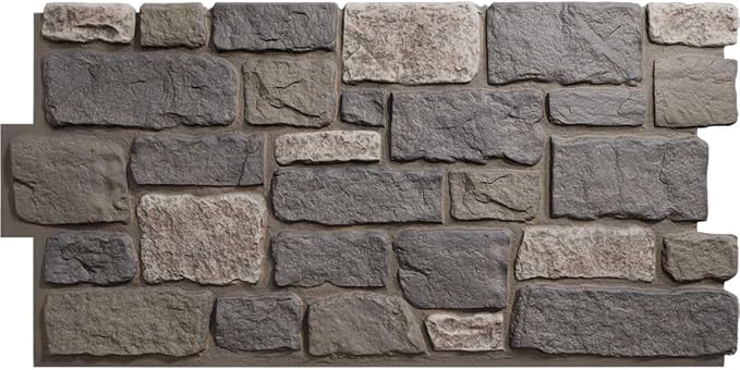 EverStone Cobblestone Faux Stone Panel, Midnight Granite Color