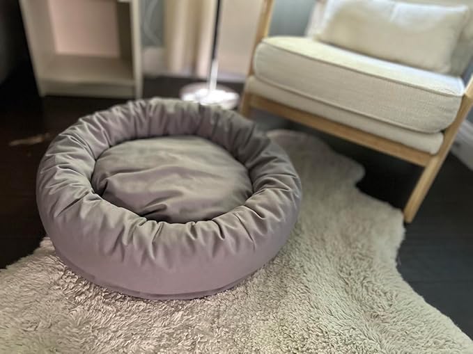 Organic Cotton Canvas Dog Bed: Removable Cover, Natural Fill - Made in USA (Blue Gray, XX Large 50" x 8" inches)