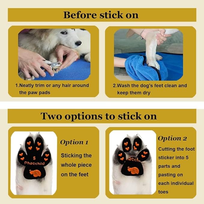 Dog Paw Pads Anti-Slip Grips,Dog Paw Protectors for Senior Dogs on Hot Pavement,Provides Traction to Keep Them from Slipping on Smooth Floors 12 sets-48 Pads Black XXXL