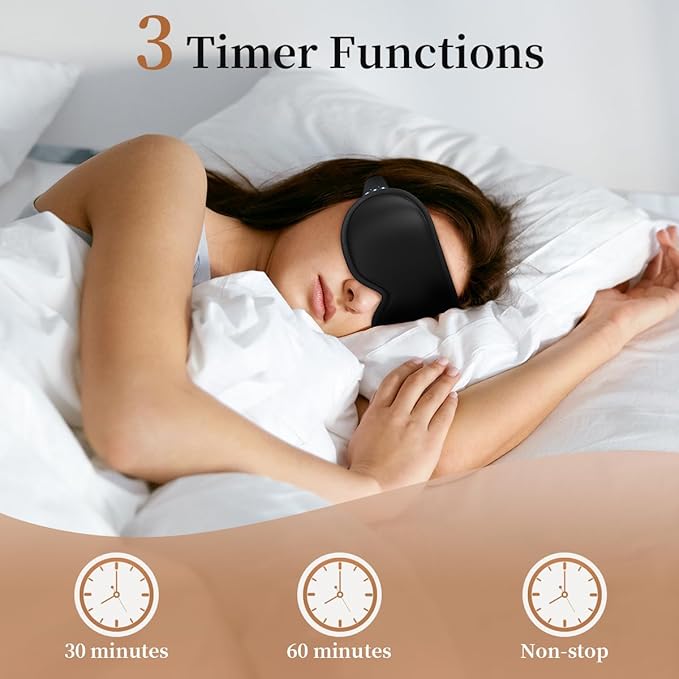 Easysleep 3D Sleep Mask Sleep Headphones White Noise Sleep Eye Mask with 31 Soothing Sounds 3 Timer Soft Adjustable Light Blocking Long Playtime Eye Cover for Sleeper Men Women Travel Gift