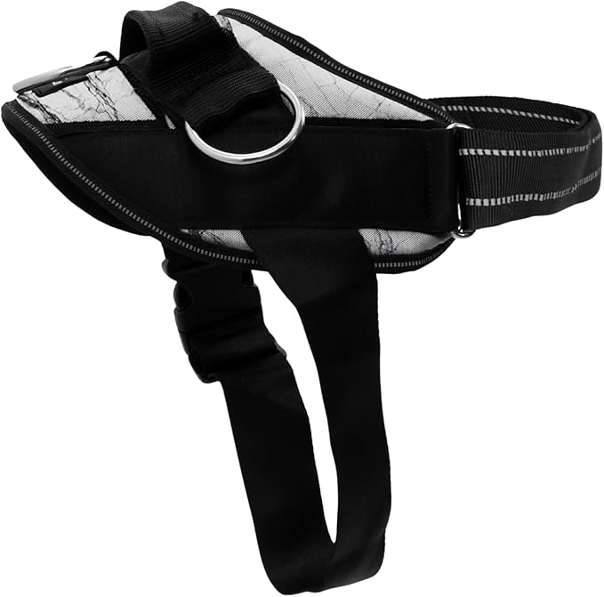 ShawnCo Essential Dog Harness, No-Pull Pet Vest with 3 Leash Clips, No Choke, Reflective, Adjustable and Padded, for Easy Walking and Training for Small, Medium and Large Dogs (White Marble, L)
