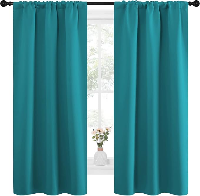 NICETOWN Peacock Blue Blackout Curtains Panels