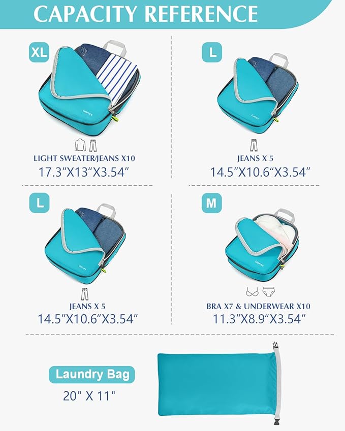 Gonex Compression Packing Cubes, 3pcs/4pcs Expandable Storage Travel Luggage Bags Organizers