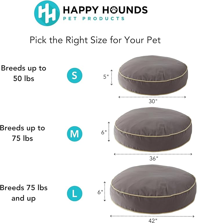 Happy Hounds Scout Round Reversible Pillow Dog Bed, Medium (36" x 36"), Chocolate