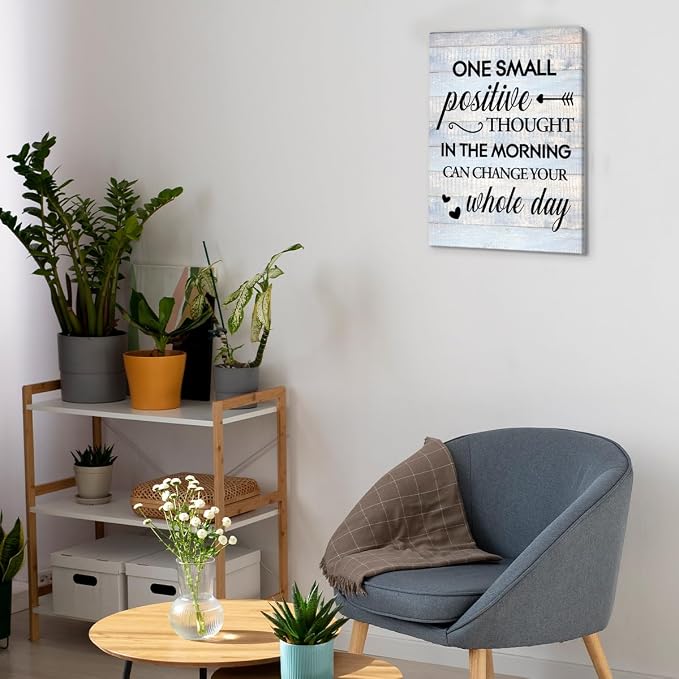 Inspirational Farmhouse Canvas Print Wall Art Decor One Small Positive Thought