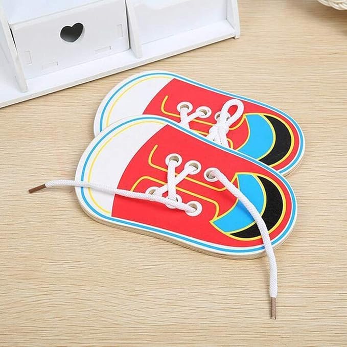 Shoe Tying Practice, Wooden Learn to Tie Your Own Shoes Threading Lacing Shoes Training Early Learning Kits | Threading Lacing Shoes Training Board Early Learning, Educational Science Kits