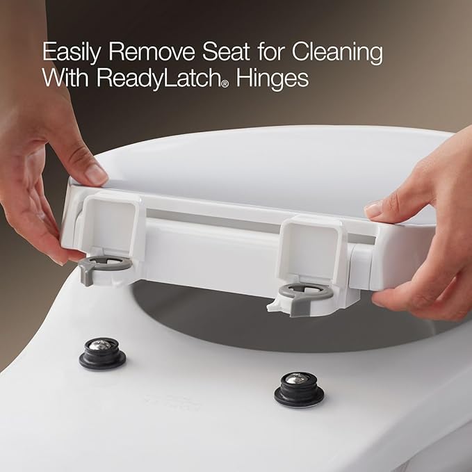KOHLER 4636-RL-7 Cachet ReadyLatch Elongated Toilet Seat Slow Close, Soft Close Toilet Seat Quiet Lid, Contoured Grip-Tight Bumpers Installation Hardware, Apartment Essentials, Black