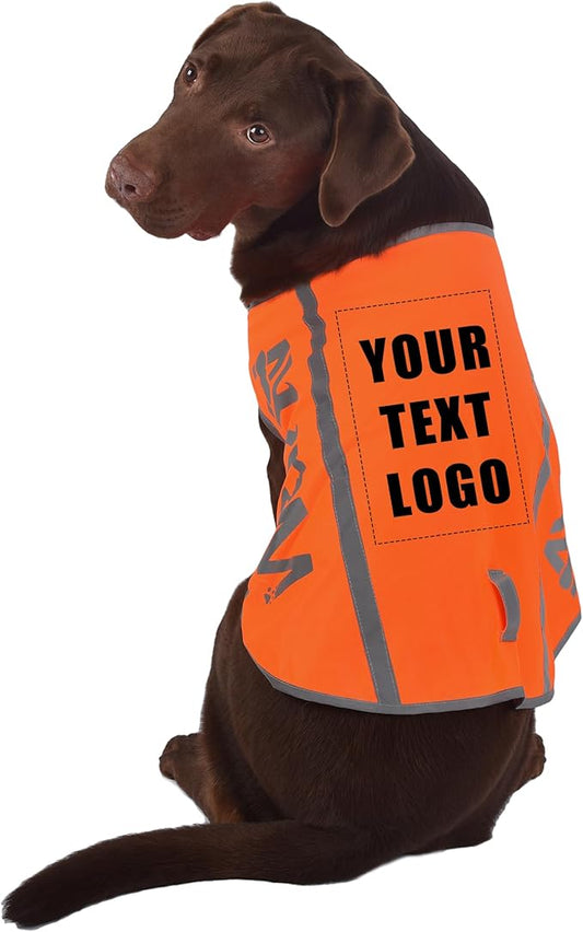 Custom Orange Reflective Dog Vest for Large Breeds,High Visibility Dog Safety Vest Harness with Removable Bell Keep Safe from Hunting, Training & Cars Accidents