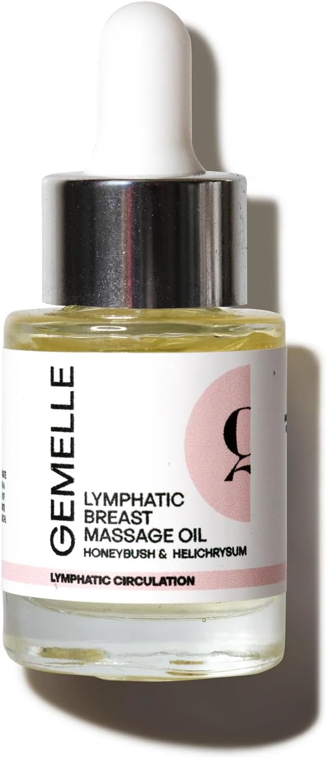 GEMELLE Lymphatic Gua Sha Breast Oil | 10x Award Winner | Lymphatic Drainage, Breast Health & Beauty | Targeted Use with Gua Sha Tool or Manual Massage | Natural, Clean Beauty - 15ml Starter Kit