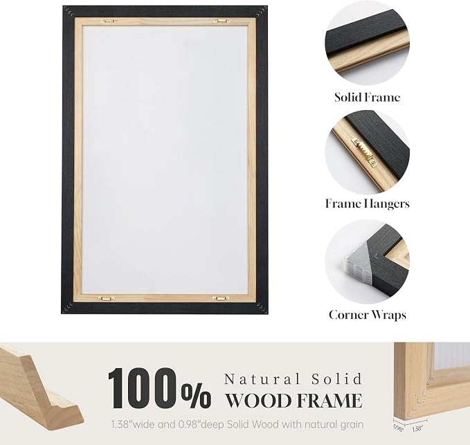 Large Framed Black and White Abstract Wall Art