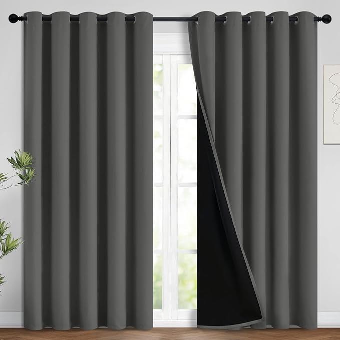 Yakamok Total Blackout Curtains, 2 Thick Layers Completely Blackout Soild