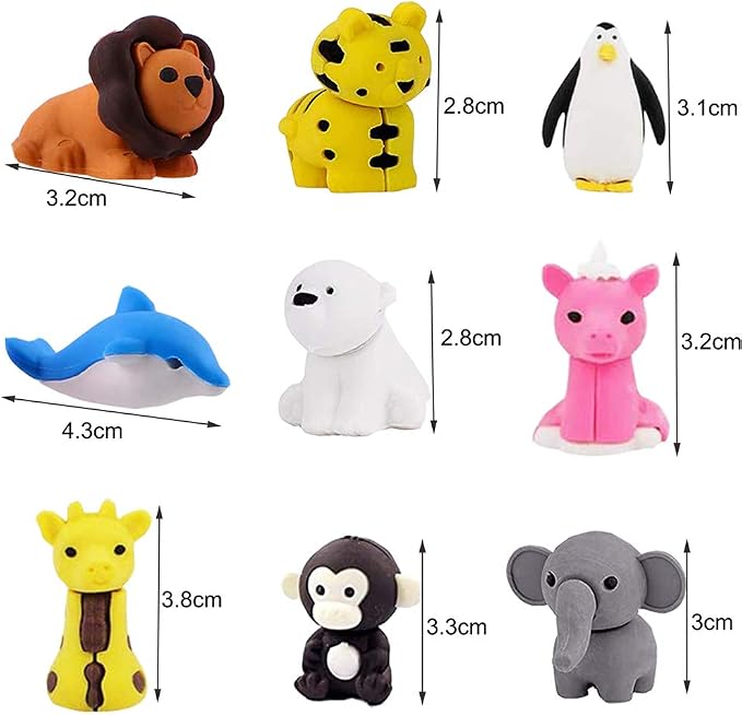 URSKYTOUS 35Pcs Animal Erasers Desk Pets for Kids,Classroom Prizes | Bulk Pencil Puzzle Erasers for Back to School,Treasure Chest,Goodie bag stuffers,Easter Egg Fillers,Stocking Stuffers