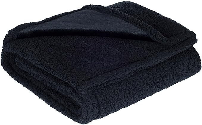 Waterproof Pet Blanket, Lovers Blanket Reversible Plush Sherpa Fleece Furniture Protector for Sofa, Bed & Couch, Liquid & Pee Proof Dog Blanket Cover for Dogs Cats Lovers Couples (Black, XS(20"x28"))