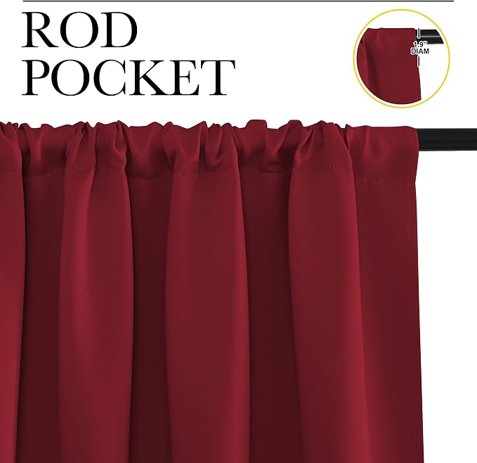 NICETOWN Burgundy Curtains Blackout Drape Panels