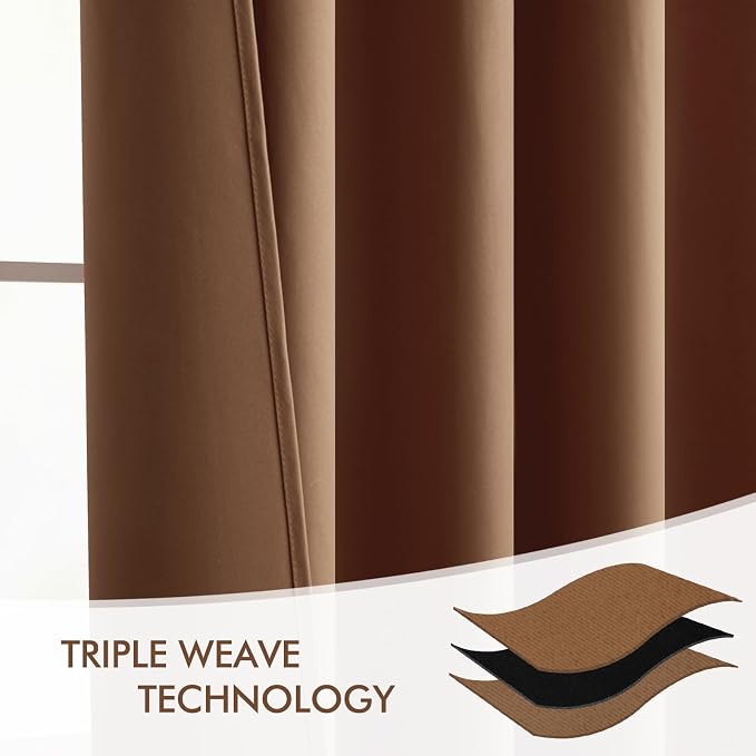 MIULEE Back Tab Blackout Curtains 120 Inch Long 2 Panels Set