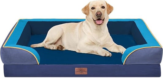 Comfort Expression Orthopedic Dog Bed for Extra Large Dogs 42x30 Inch, Waterproof Egg Crate Foam XL Pet Bed with Removable Bolsters, Dog Couch with Washable Cover & Non-Slip Bottom, Hidden Bay