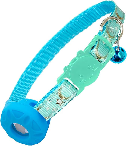 Airtag Cat Collar Breakaway, Safety Kitten Collar with Apple Airtag Holder, GPS Cat Collar with Bell, Lightweigh Tracker Cat Collars for Girl Boy Cats, Kittens and Puppies (Light Blue)