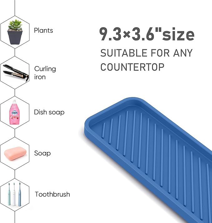 EG-SIPRO Silicone Sponge Holder, Kitchen Sink Organizer Tray, Sponge Caddy Dish Soap Holder, Scrubber, Soap Dispenser, Scouring Pad
