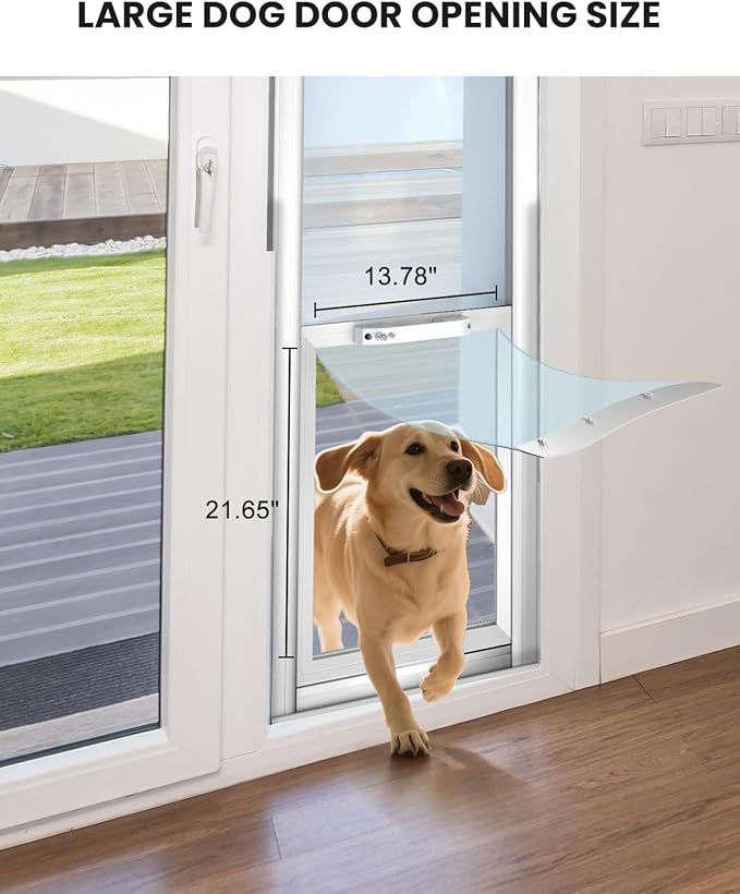 Doggy Door for Sliding Glass Doors Large Dog, Sliding Door Dog Door Insert - Adjustable Height 86.61" to 92.52", Pet/Cat/Dog Door for Sliding Glass Door, No Cut Required & Easy Set Up