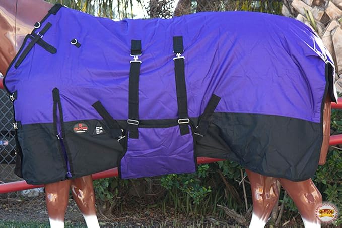 HILASON 1200D Winter Waterproof Poly Horse Turnout Blanket Belly Wrap Purple | 78 in