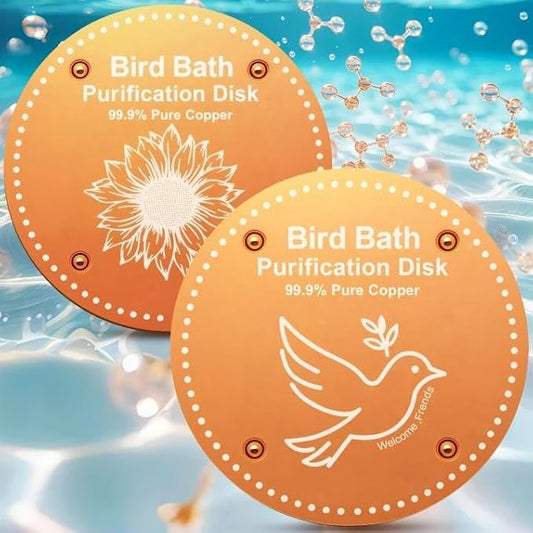 Bird Bath Purification Disk Pure Copper Outdoor Winter Solar Power Birdbath Heater Deicer Cage Hanging Bowl Metal Warmer Deck Railing Glass Concrete Ceramic Stone Stand Water Sunflower Bird