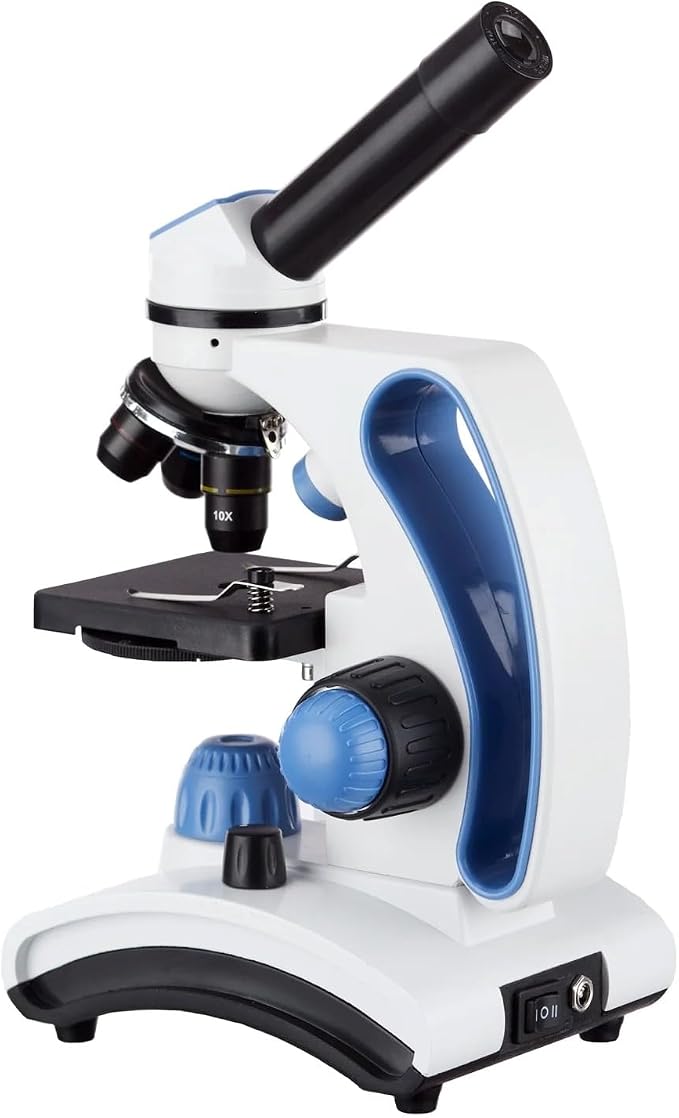 AmScope M162C-2L-PB10-WM All-Metal Compound Microscope 1000X Magnification | 40X-1000X Magnification LED Illumination All Metal Frame Includes Slides Prepared Kit Carrying Case Digital Camera Ready