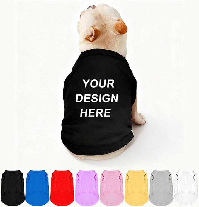 Custom Dog Clothes Shirts for Small Large Dogs Breathable Pet Shirt Customized Image Text Sleeveless Tank Tops for Puppy Cats Customize Pets Apparel Gifts, Black, XL
