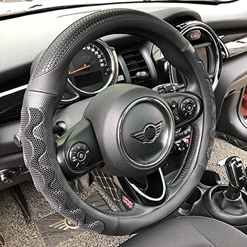 PINCTROT Large Size Steering Wheel Cover Great Grip with 3D Honeycomb Anti-Slip Design, 15.5-15.75 Inch (All Black) - color: 3.Black (All Black), size: Large Size[15 1/2''-15 3/4'']