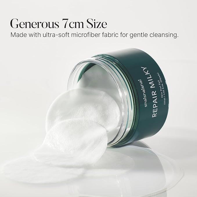 shaishaishai REPAIR MILKY Skin Peel Toner Pads, Gentle Exfoliating Toner Pads with PHA 2% & Vegan Formula, Rice Toner, Prequel Skincare, Korean Skincare, 60 pads