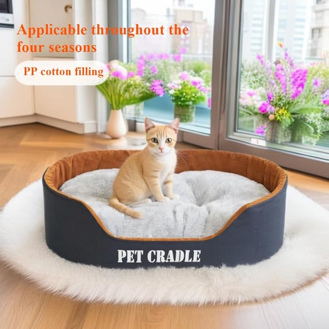 Dog Bed Orthopedic Dog Couch Bed, Waterproof Pet Bed with Removable Washable Mat & Non-Slip Bottom(Grey,23.62''X15.75'')