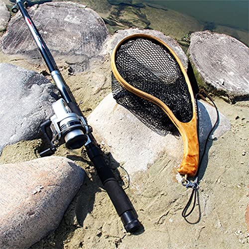 Fly Fishing Net Landing Catch Release Wooden Frame Portable Lightweight Trout