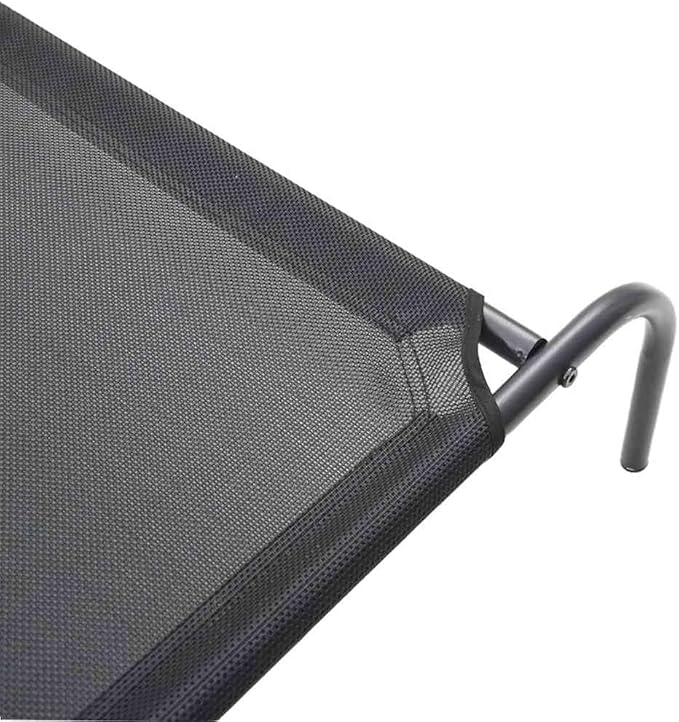 Elevated Dog Bed for Large Pets, Raised Cooling Pet Cot with Breathable Textilene Fabric, Portable Indoor Outdoor Rectangular Metal Frame Dog Bed, Black