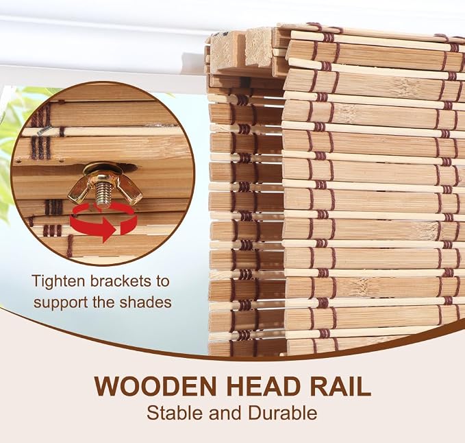 LUCKUP Cordless Roman Shades, Roll Up Bamboo Blinds