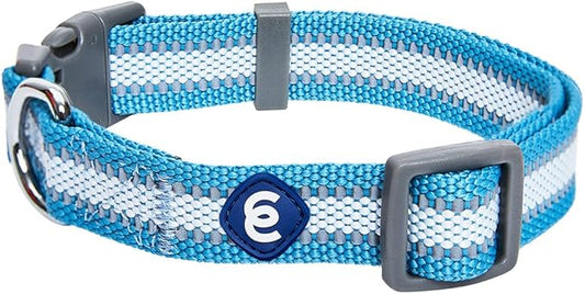 Blueberry Pet Essentials Reflective Dog Collar for Medium Dogs | Adjustable Nylon Collar in Sky Blue | Classic Solid Color Matching Medium Dog Collar