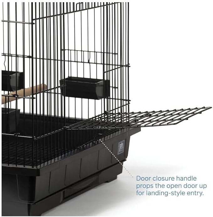 Artisanal Artistry Bird Cage with Handcrafted Design, Intricate Details, Spacious Interior for a Stylish and Comfortable Home Black/Large