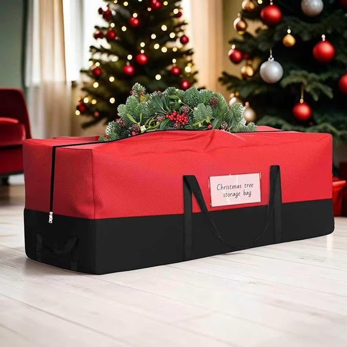 Christmas Tree Storage Bag, Fits Up 8 Ft Tall Artificial Trees, Heavy-Duty 600D Oxford Tree Bag with Reinforced Handles Zipper Clear Pocket, Storage Bags for Moving Items, Clothing, Outdoor, Bedding