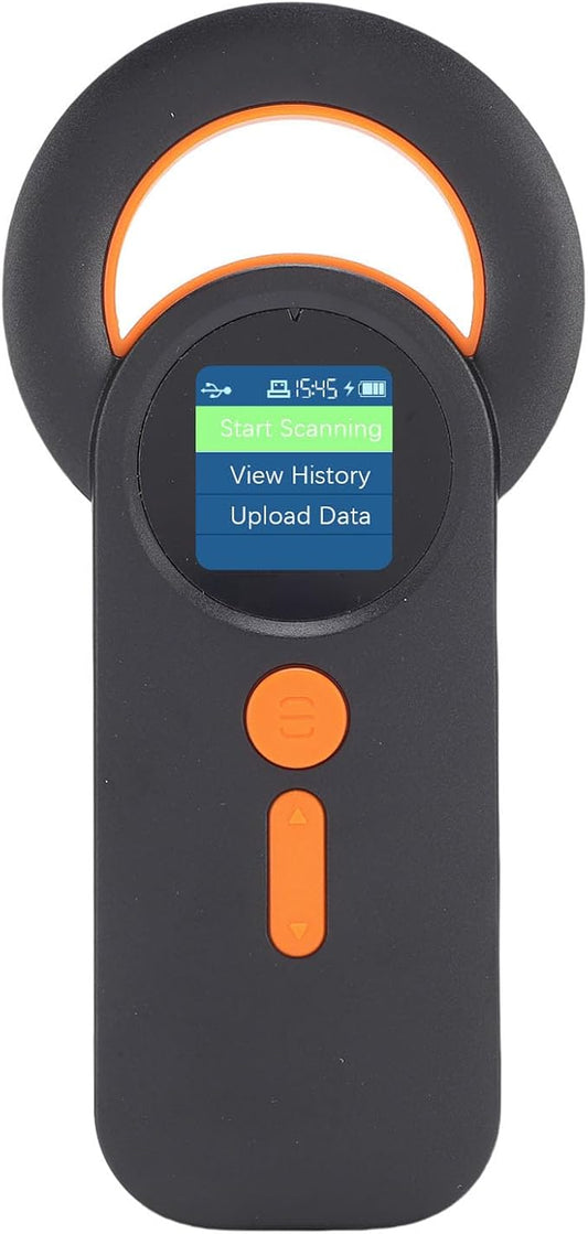Animal Chip Scanner Wireless 2.4G Connection Pet Reader for Efficient Tag Management and Long Battery Life - Support 240 Data Storage for Pet Owners, ABSCurrent, Black and Orange Color