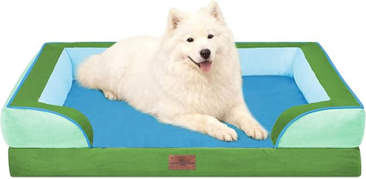 Comfort Expression Orthopedic Dog Bed for Large Dogs 36x27 Inch, Waterproof Egg Crate Foam Large Pet Bed with Removable Bolsters, Dog Couch with Washable Cover & Non-Slip Bottom, Boston