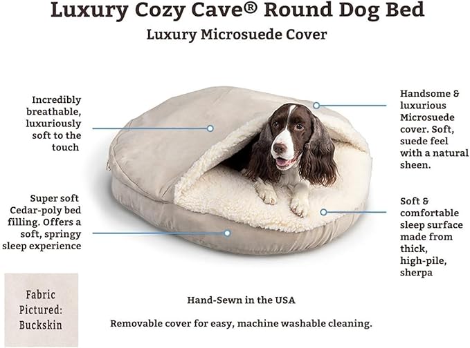 Snoozer Luxury Microsuede Cozy Cave Pet Bed, Small,Black