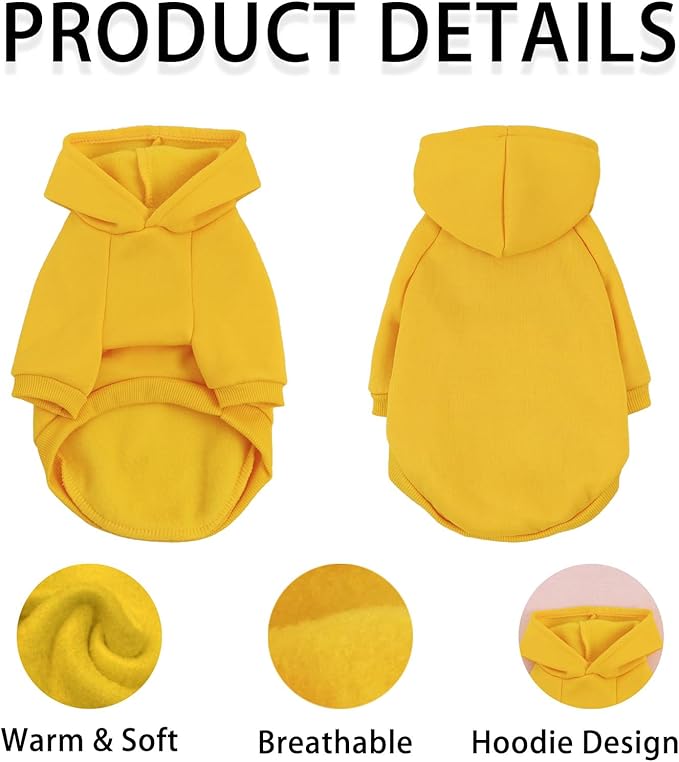 Custom Dog Hoodie, Personalized Sweatshirt with Photo Text Name Logo, Customized Hooded Sweater for Small Medium Large Dogs & Cats (Yellow, XXXX-Large)