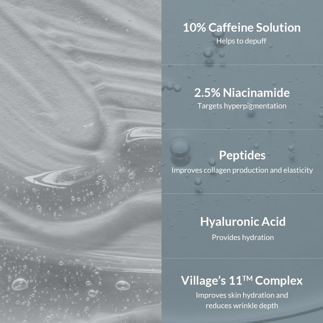 Hydro Boost Caffeine Eye Serum (0.33 fl.oz./10ml) With 10% Caffeine Solution Niacinamide & Hexapeptide-8 Depuff Elasticity Dark Circle Treatment
